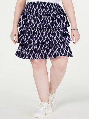 Michael Kors women plus size 2X Smock waist 3 Tie Ikat Skirt Layer boho